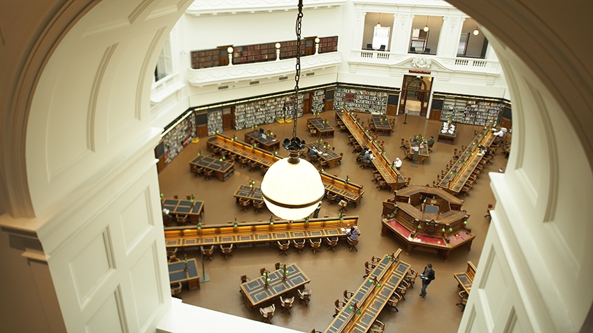 Photograph of La Trobe Reading Room from above