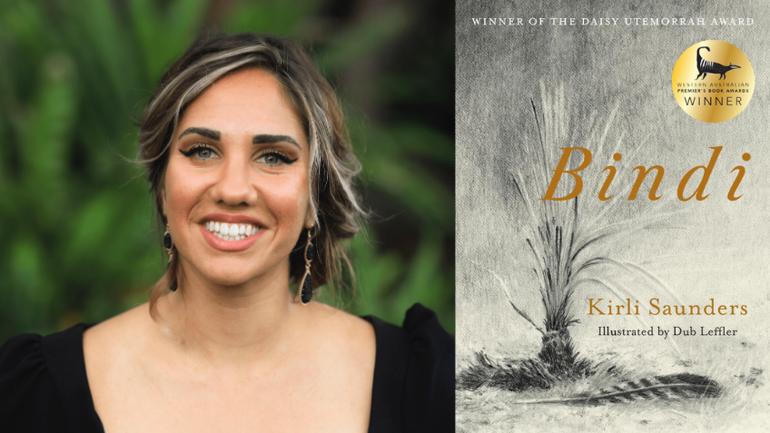 Headshot of a woman next to Bindi book cover