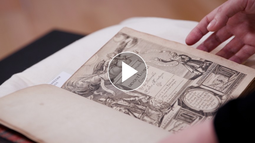 A 1648 book open showing the title and accompanying drawings