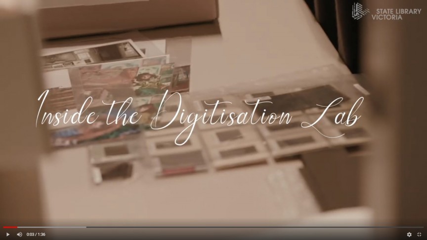 Screengrab from a video showing photos being handled